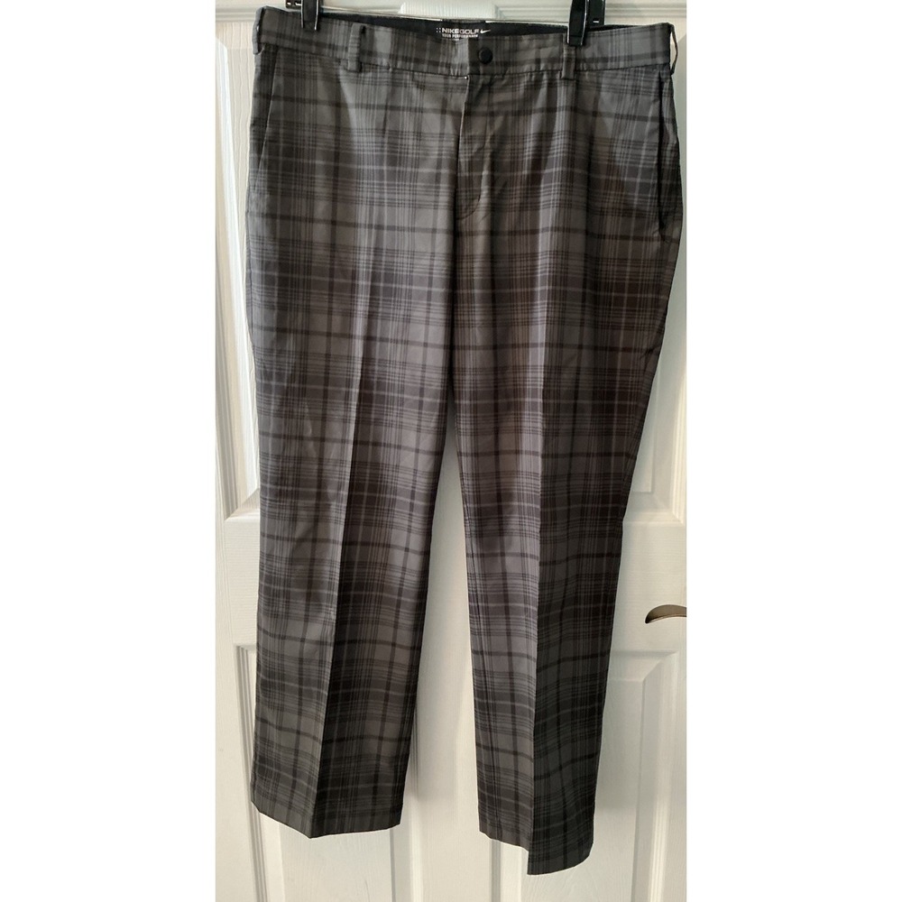 Nike Golf Tour Performance Dri-FIT Plaid Golf Pants Gray Mens 35x29